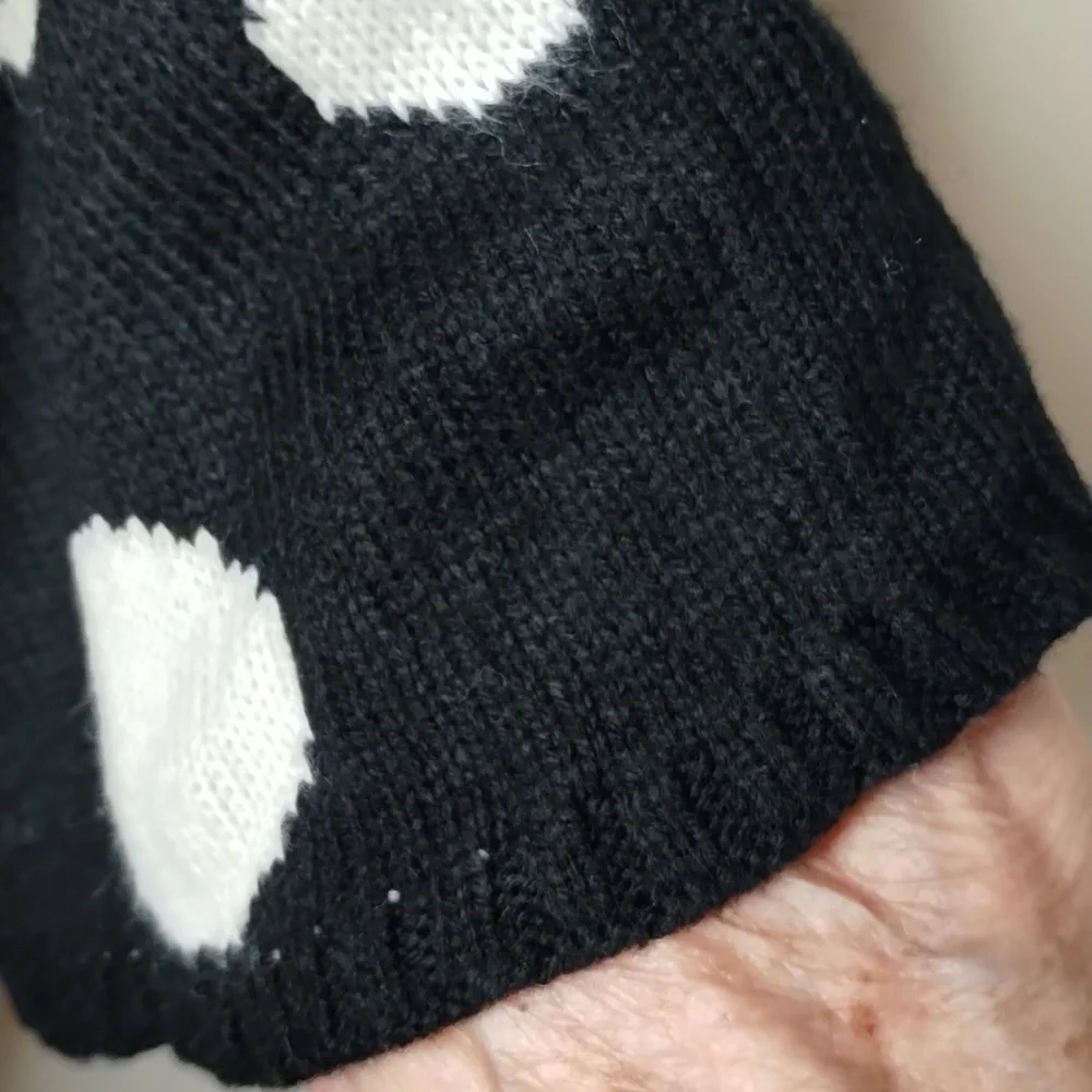 Leshop black white polkadot crop boatneck sweater Sz M/L